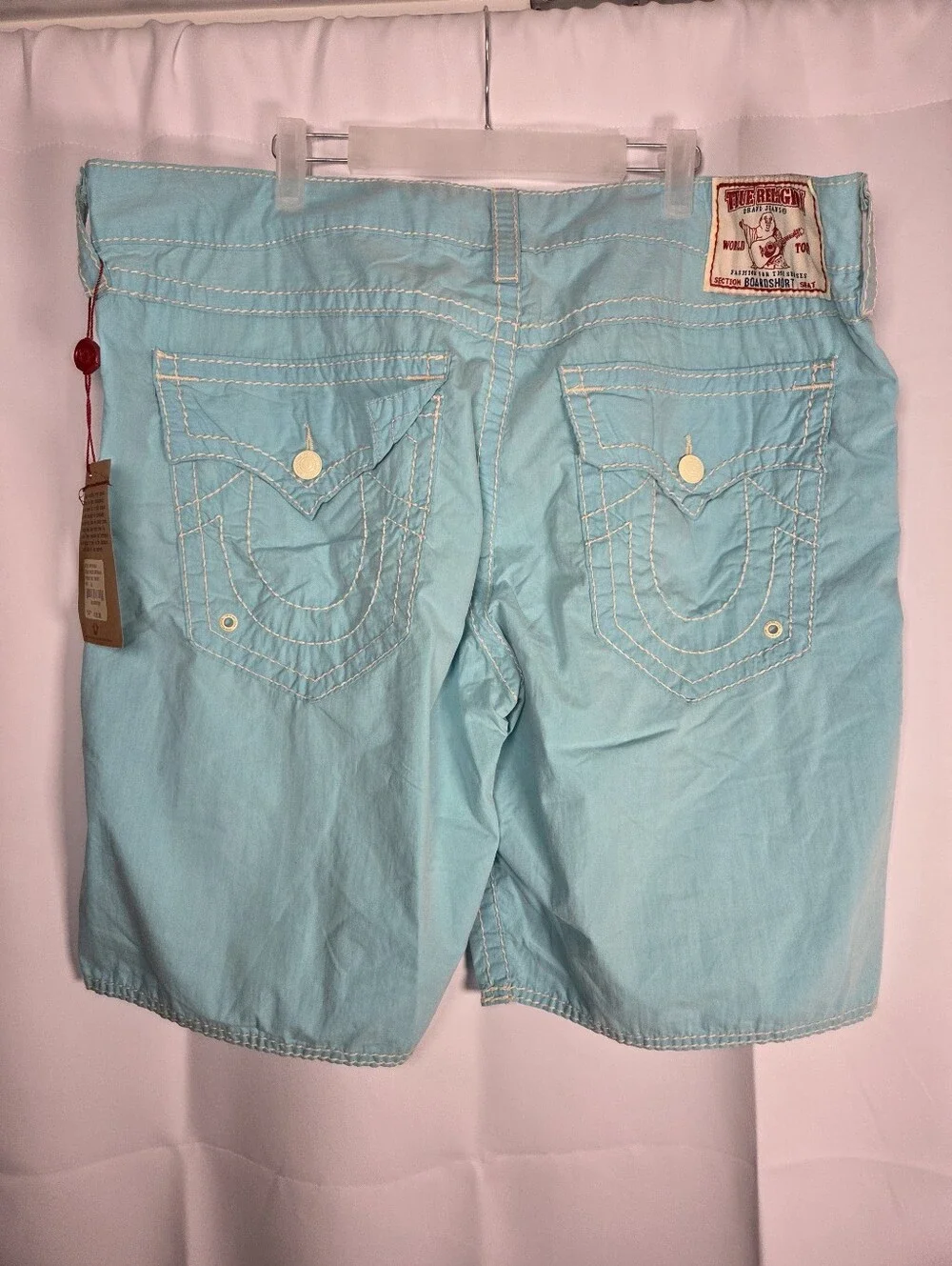 True Religion NEW Big T Board Shorts Men's 40 Faded Carribean Blue  $78
